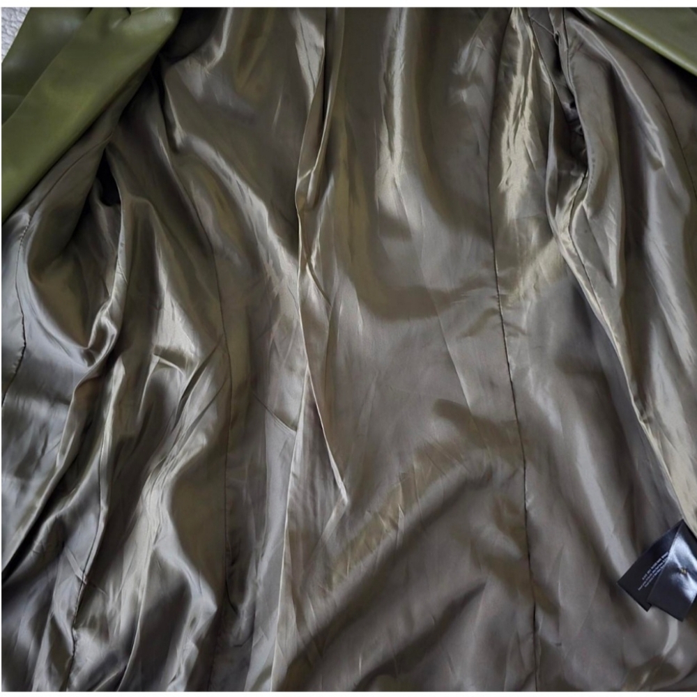Olive Green Tailored Faux Leather Blazer size 8 - Picture 6 of 8